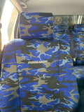hilux driver seatcover in blue camo with hilux embroidery