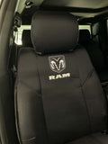Dodge Ram 1500 DT driver seat cover denim with RAM embroidery